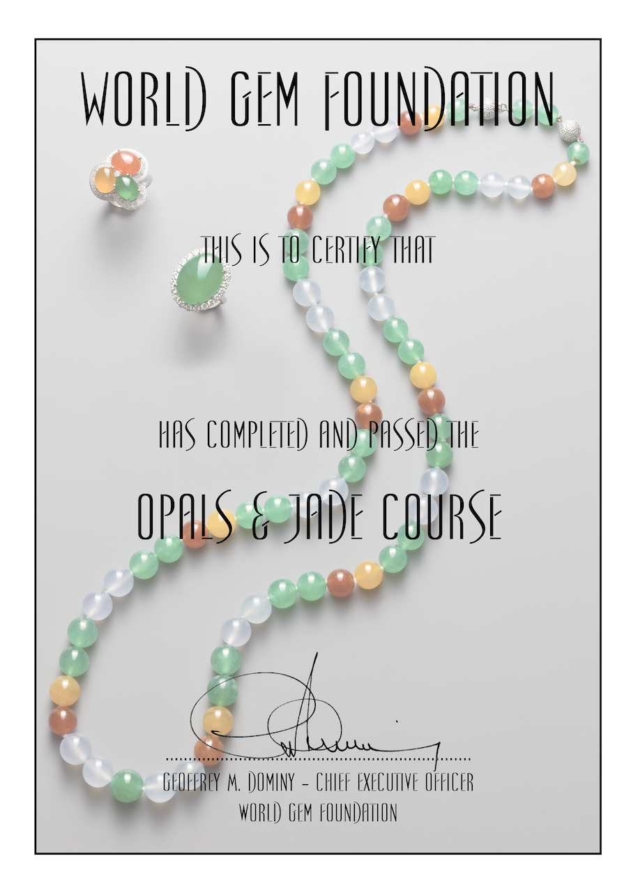 Opals & Jade Certificate