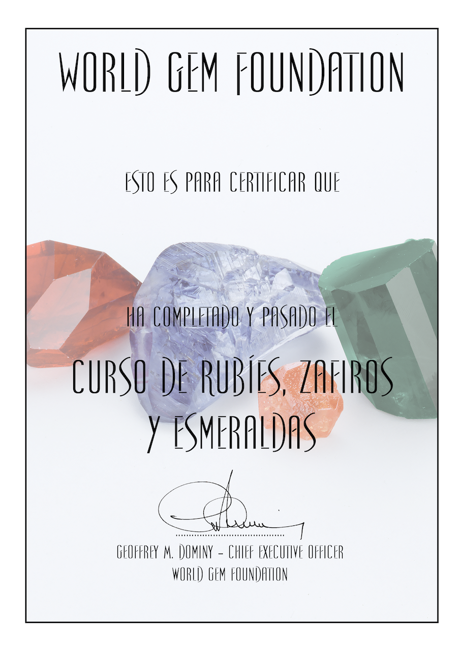 Rubíes, Zafiros y Esmeraldas Certificado